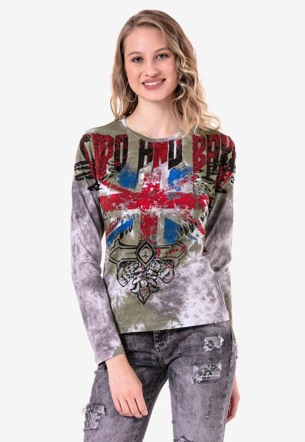 Cipo & Baxx WL282 Great Britain Printed Sweatshirt KHAKI