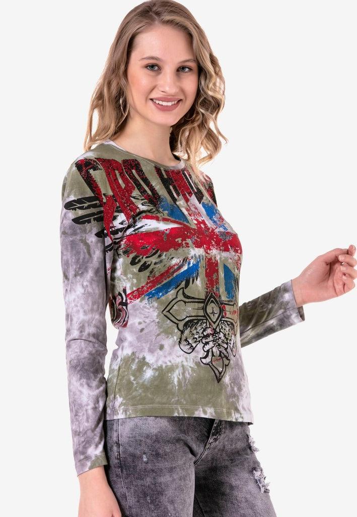 cipo & baxx WL282 Great Britain Printed Sweatshirt KHAKI