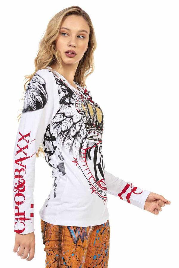 Cipo & Baxx WL284 Women's Printed Long Sleeve T-Shirt BLACK