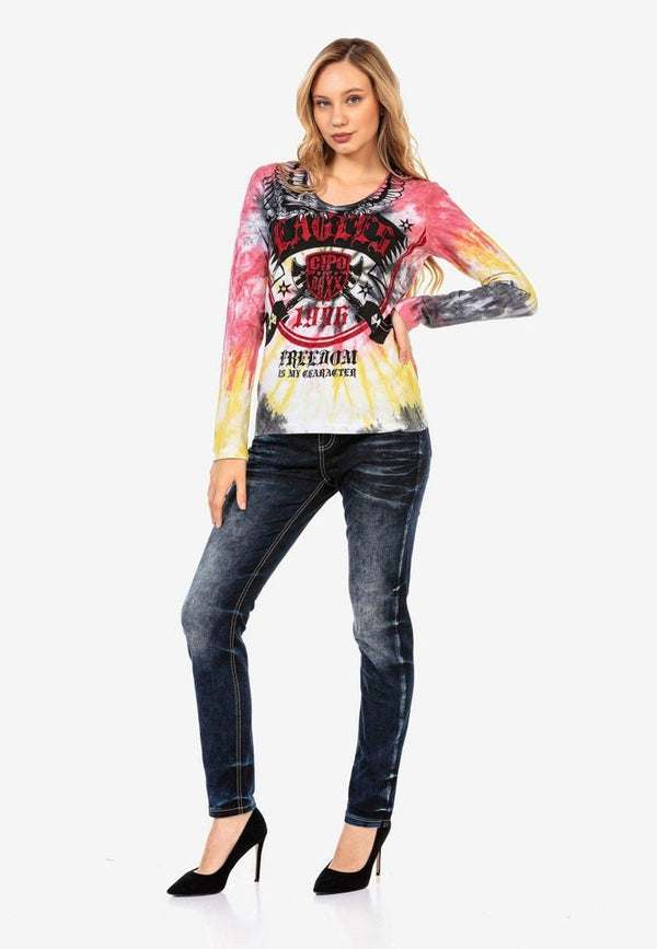 Cipo & Baxx WL291 Eagles Printed Long Sleeve T-Shirt KHAKI