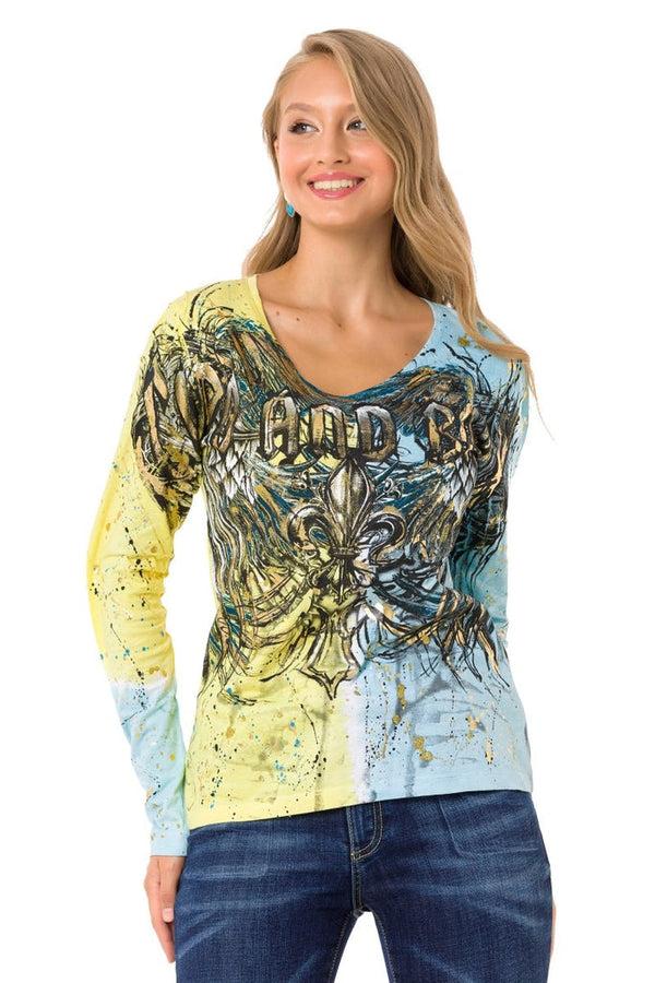 Cipo & Baxx WL335 Patterned Slim Thin Sweatshirt YELLOWBLUE