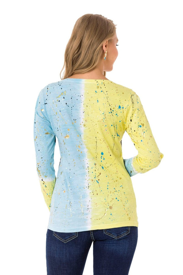 Cipo & Baxx WL335 Patterned Slim Thin Sweatshirt YELLOWBLUE