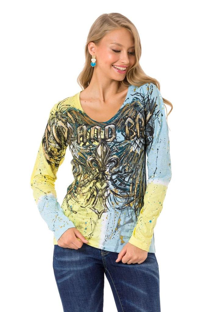 cipo & baxx WL335 Patterned Slim Thin Sweatshirt YELLOWBLUE