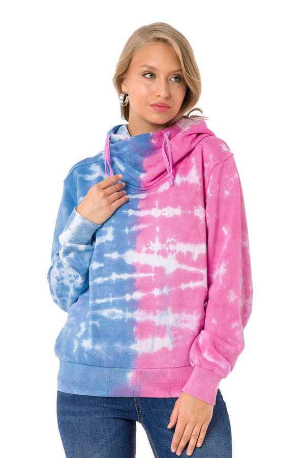 Cipo & Baxx WL341 Hooded Blue And Pink Sweatshirt BLUEPINK