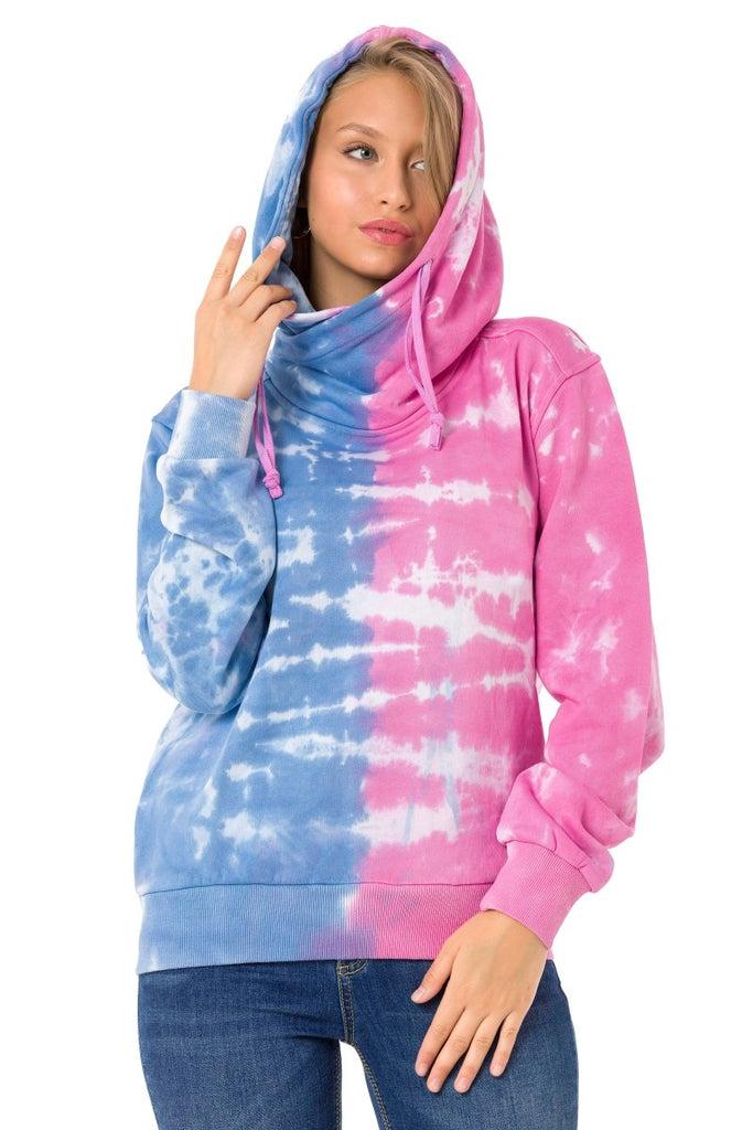 cipo & baxx WL341 Hooded Blue and Pink Sweatshirt BLUEPINK