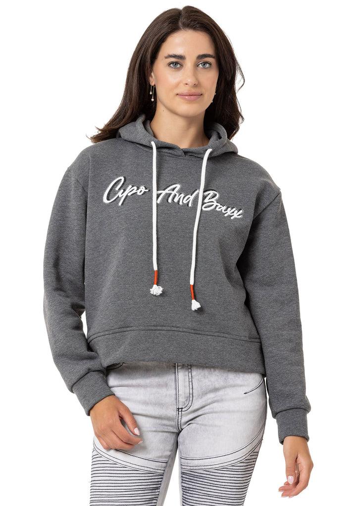 cipo & baxx WL351 Basic Front Printed Sweatshirt ANTHRACITE