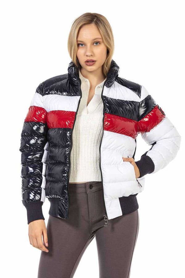 Cipo & Baxx WM120 Multi Color Women's Puffer Coat NAVYBLUE