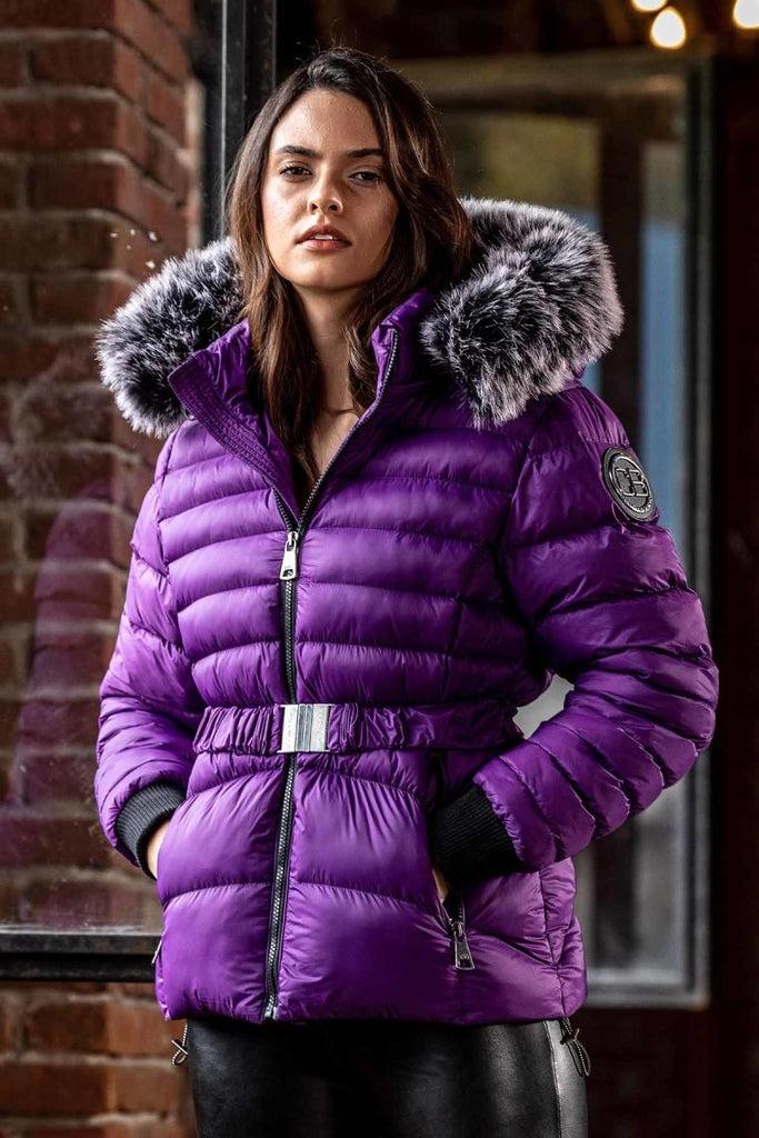 cipo & baxx WM132 Furry Purple Women's Puffer Coat BEIGE