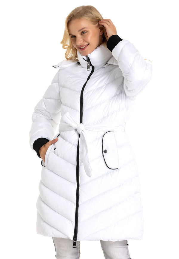 Cipo & Baxx WM135 Women's Coat With Removable Hood BEIGE