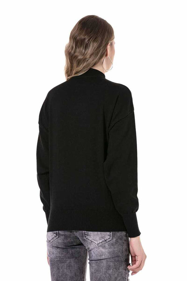 Cipo & Baxx WP230 Half Turtleneck Women's Sweater BLACK