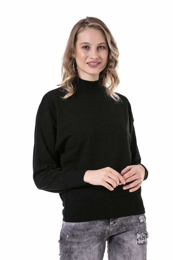 Cipo & Baxx WP230 Half Turtleneck Women's Sweater BLACK