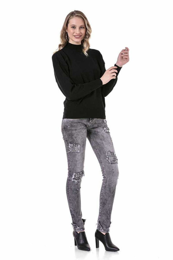 Cipo & Baxx WP230 Half Turtleneck Women's Sweater BLACK