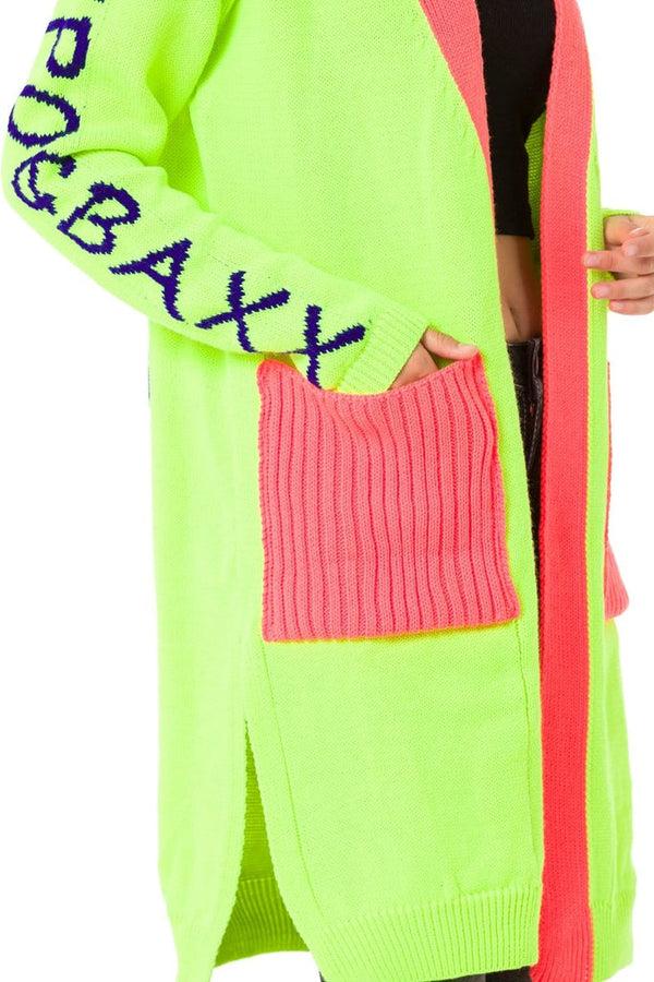 Cipo & Baxx WP242 Neon Women's Tunic Length Cardigan NEONGREEN