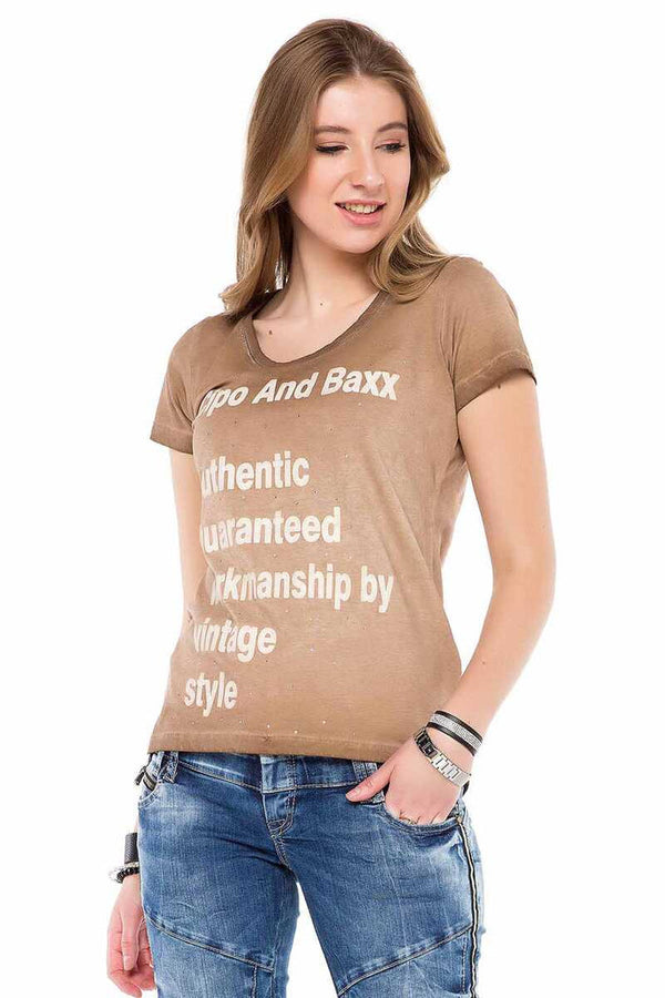 Cipo & Baxx WT223 Printed Women's Vintage T-Shirt ORANGE