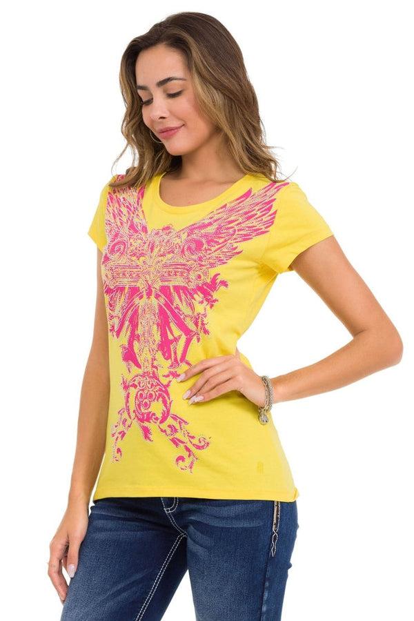 Cipo & Baxx WT341 Shiny Stone AngeL Cross T-Shirt BLACK