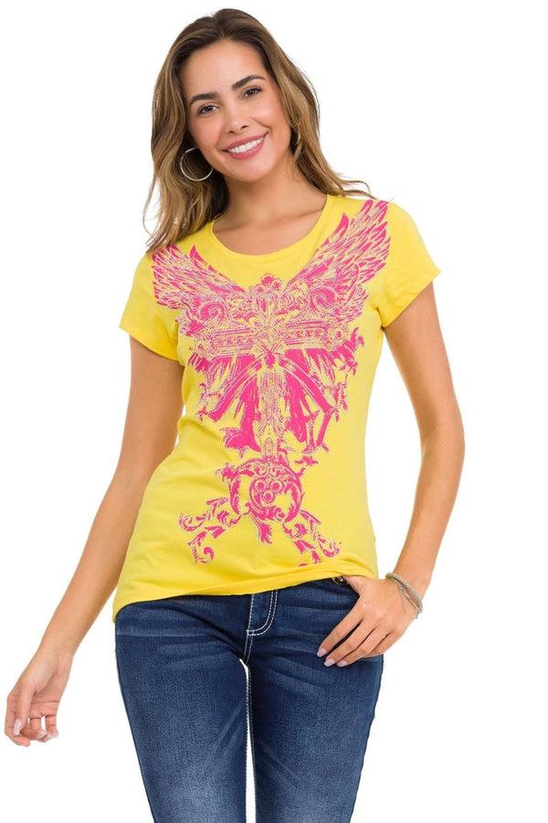 Cipo & Baxx WT341 Shiny Stone AngeL Cross T-Shirt BLACK