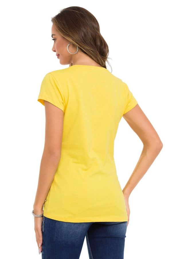 Cipo & Baxx WT341 Shiny Stone AngeL Cross T-Shirt BLACK