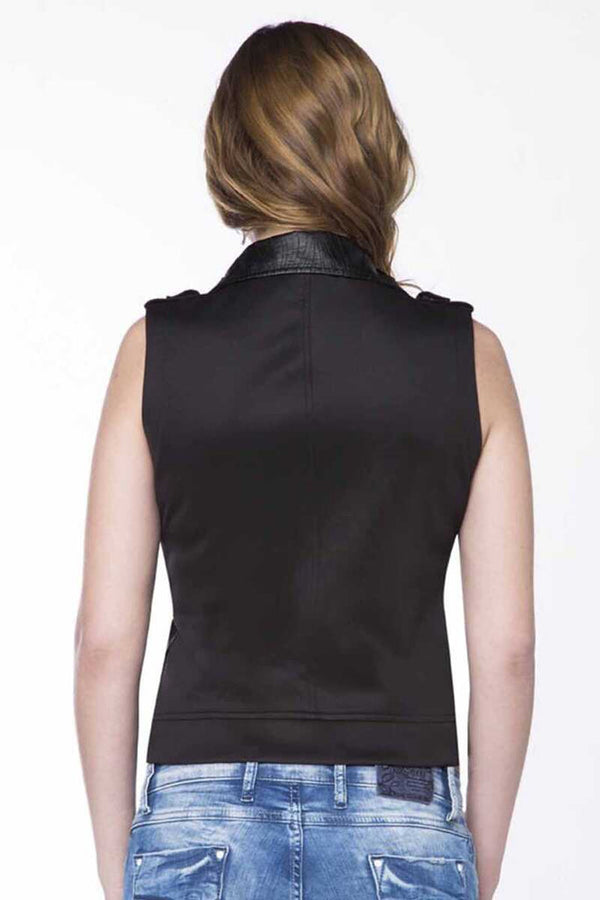 Cipo & Baxx WW101 Women's Sleeveless Vest With Side Zipper BLACK