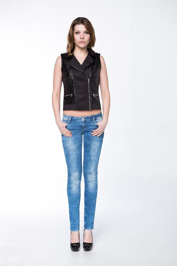 Cipo & Baxx WW101 Women's Sleeveless Vest With Side Zipper BLACK