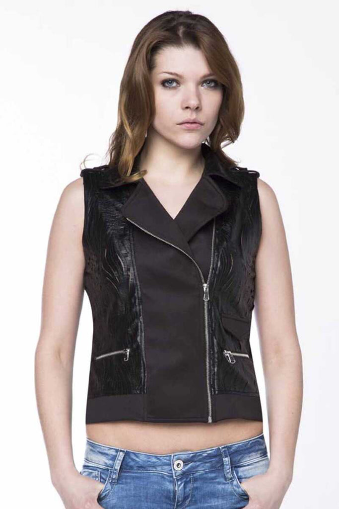 cipo & baxx WW101 Women's Sleeveless Vest with Side Zipper BLACK