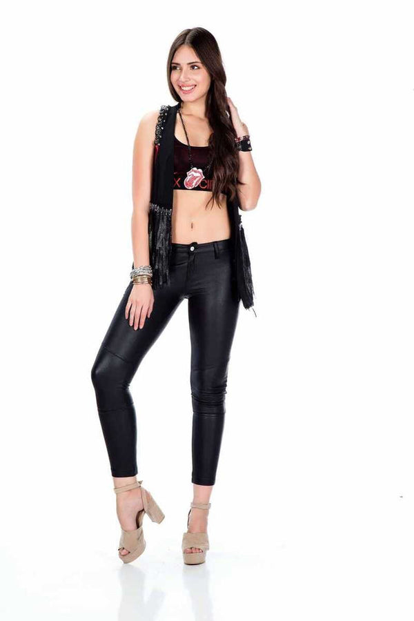 Cipo & Baxx WW109 Tasseled Metal Embroidered Women's Vest BLACK