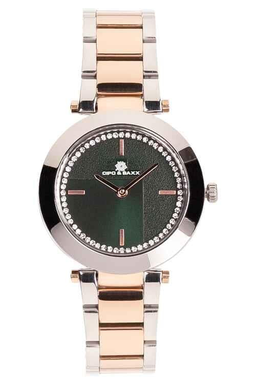 Cipo & Baxx WZ102 Silver Gold Color Stone Women's Watch NAVY-GOLD