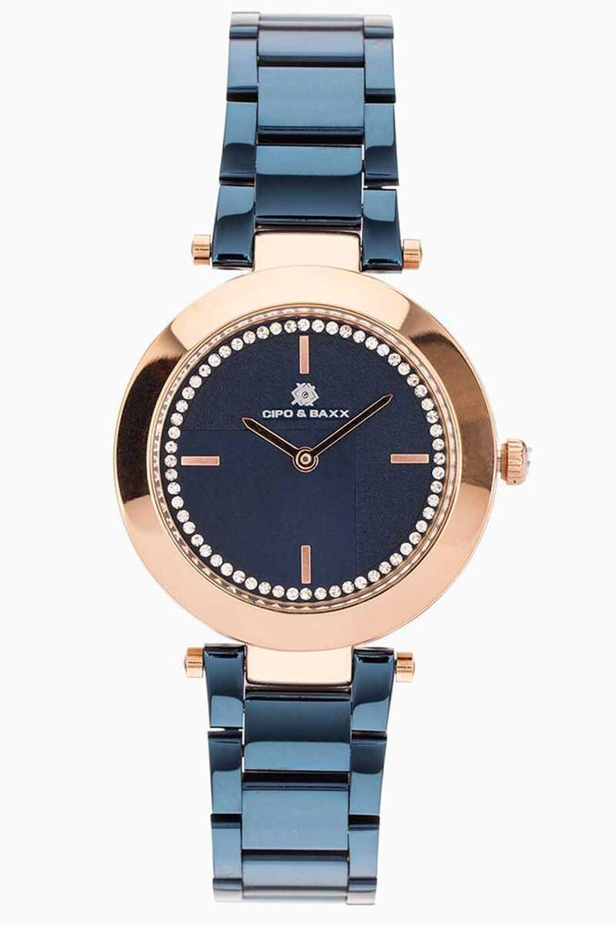 cipo & baxx WZ102 Silver Gold Color Stone Women's Watch NAVY-GOLD