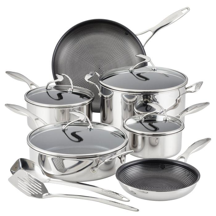circulon 10-Piece Stainless Steel Cookware Set with 2-Piece Bonus Utensil Set