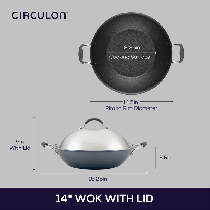 Circulon 14-Inch A1 ScratchDefense™ Nonstick Wok With Lid