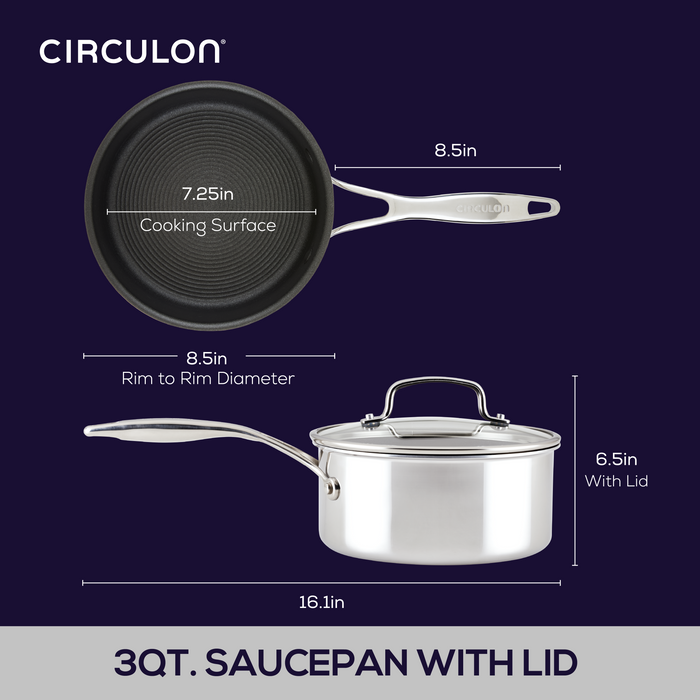 Circulon 3-Quart ScratchDefense™ C1 Nonstick Sauce Pan With Lid