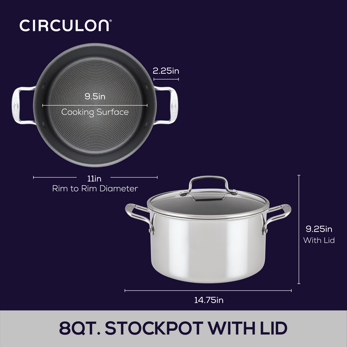 Circulon 8-Quart ScratchDefense™ C1 Nonstick Stockpot With Lid