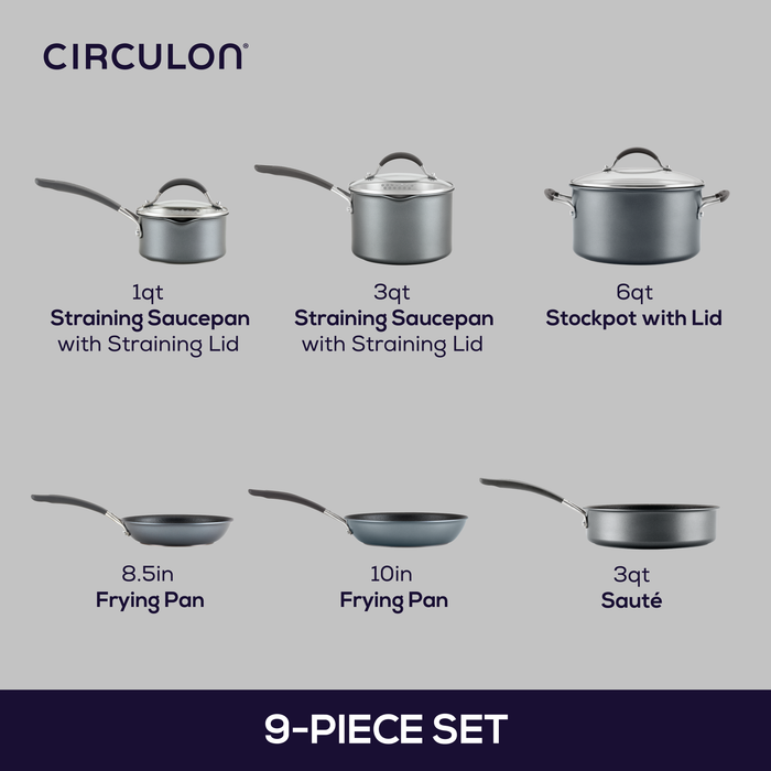 Circulon 9-Piece A1 ScratchDefense™ Nonstick Cookware Set