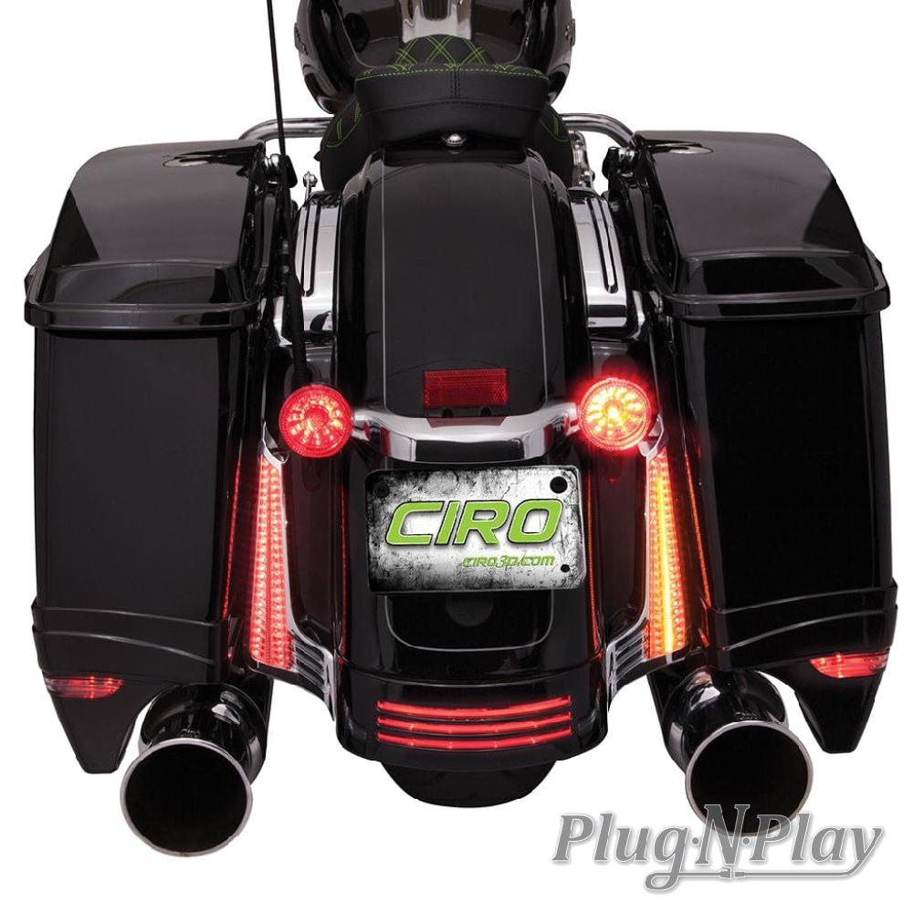 Ciro Filler Panel Lights For '14-'23 Street Glide / Special Road Glide Custom '17-'23 Road Glide Special '17-up Road King Special With Clear Lens & Amber Turn