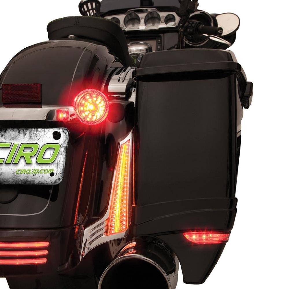 Ciro Filler Panel Lights For '14-'23 Street Glide / Special Road Glide Custom '17-'23 Road Glide Special '17-up Road King Special With Clear Lens & Amber Turn