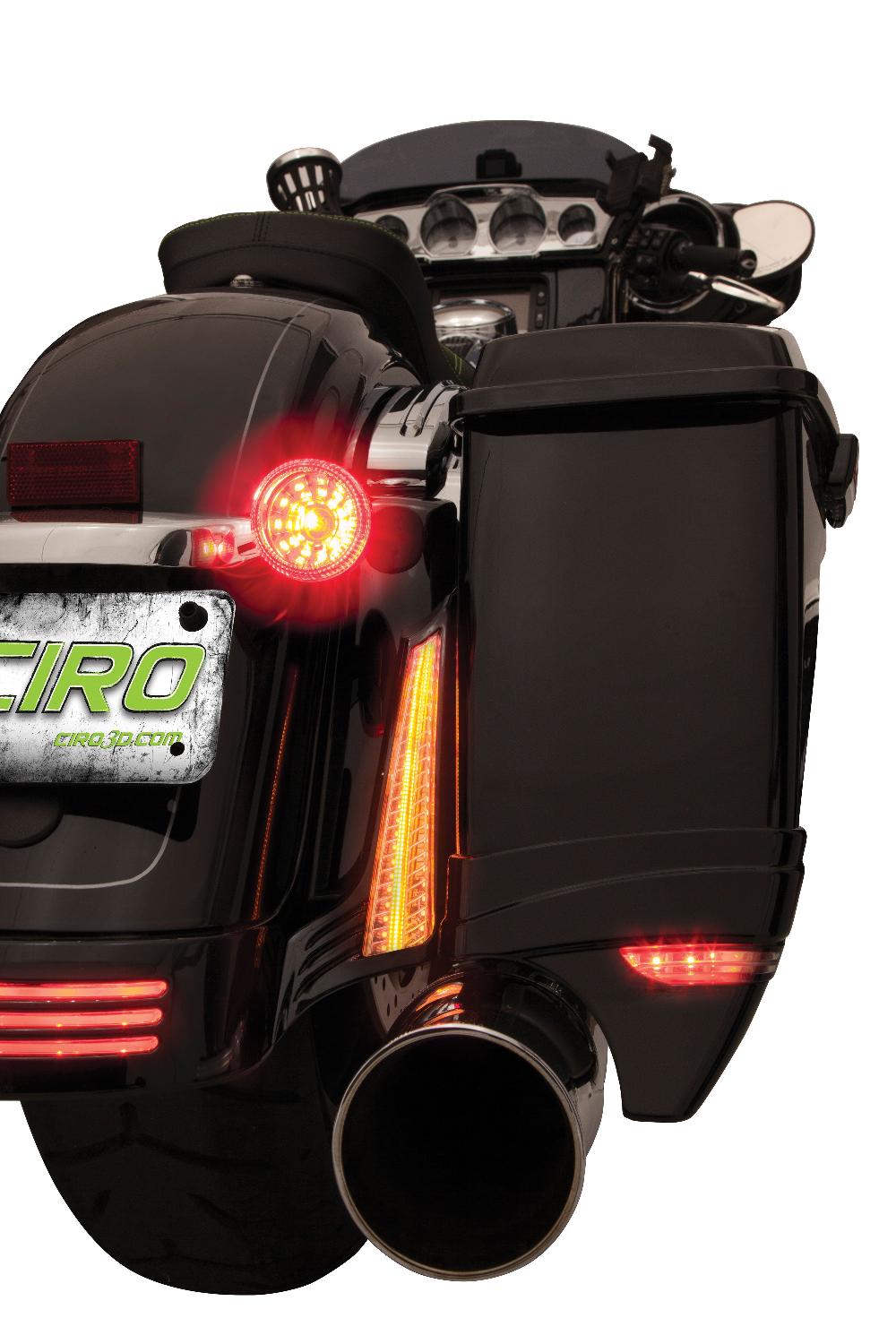 Ciro Filler Panel Lights For '14-'23 Street Glide / Special Road Glide Custom '17-'23 Road Glide Special '17-up Road King Special With Clear Lens & Amber Turn
