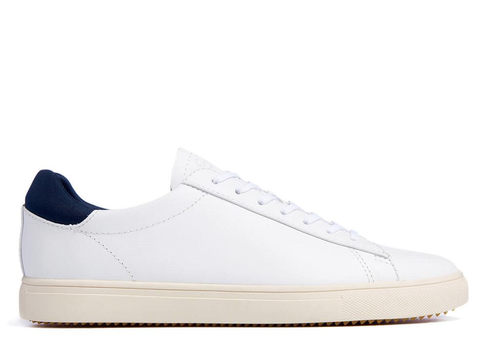 clae BRADLEY ESSENTIALS White Leather Navy