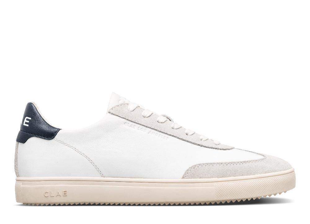 clae DEANE White Leather Navy
