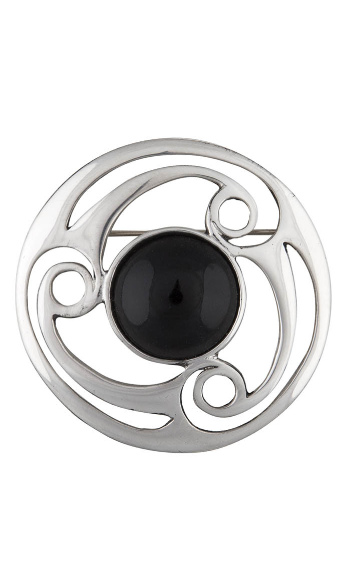 clan 8th Century Triple Swirl Knot With Stone Brooch