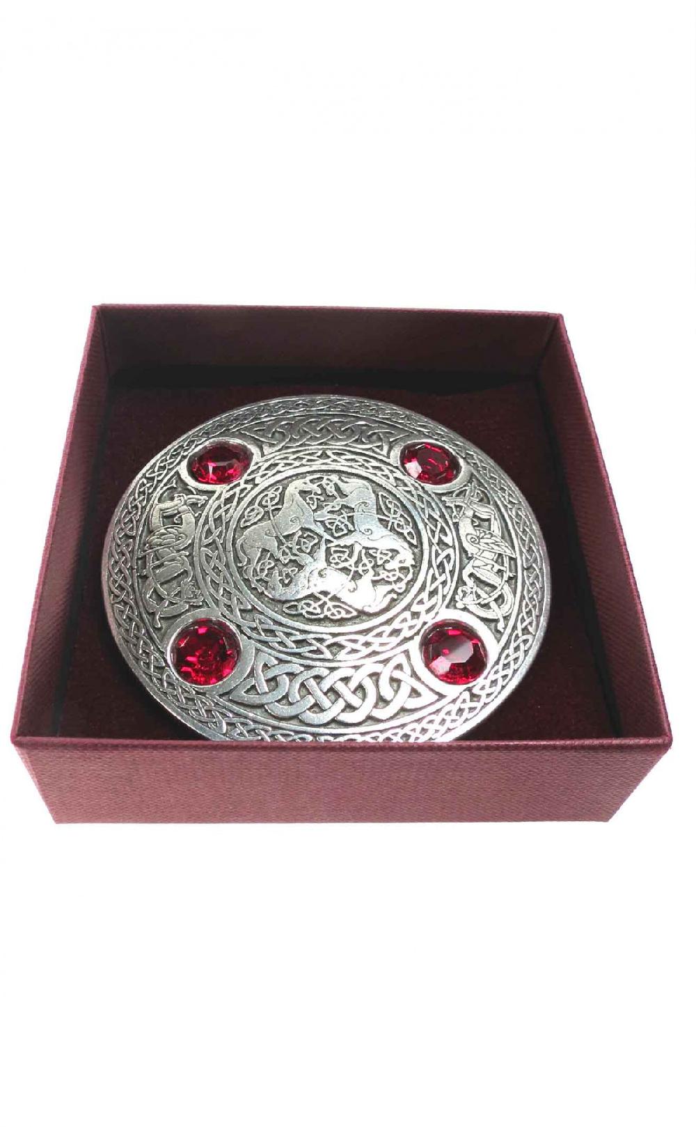 Clan 4 Stone Plaid Brooch