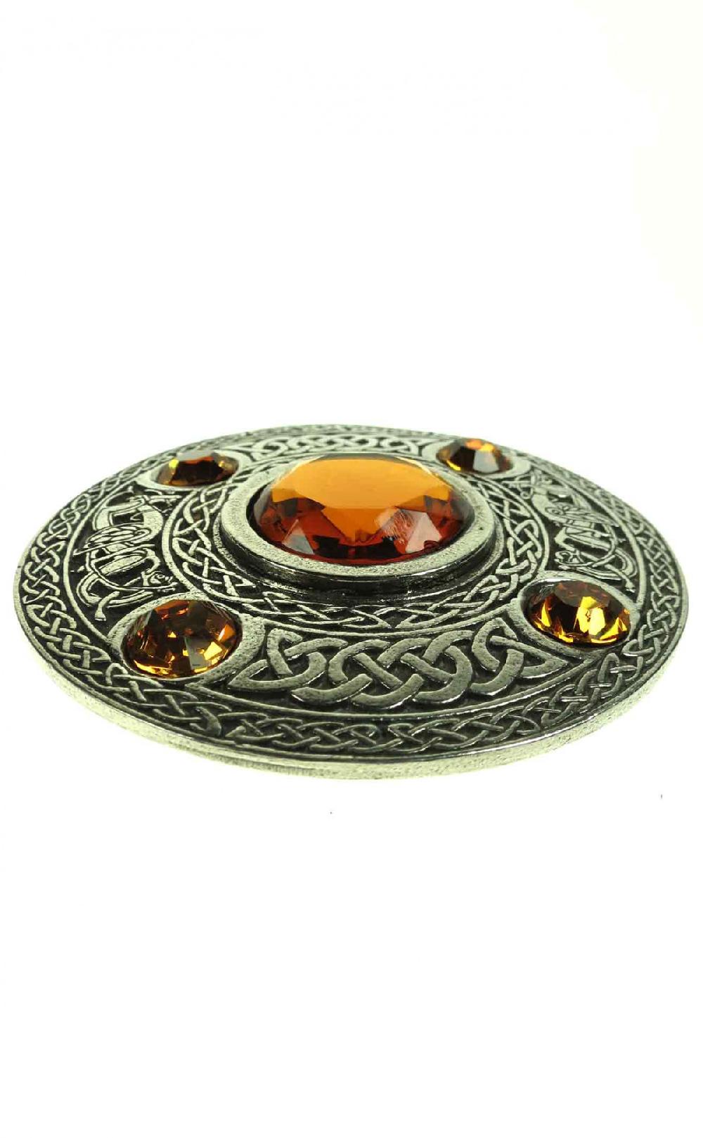Clan 5 Stone Plaid Brooch