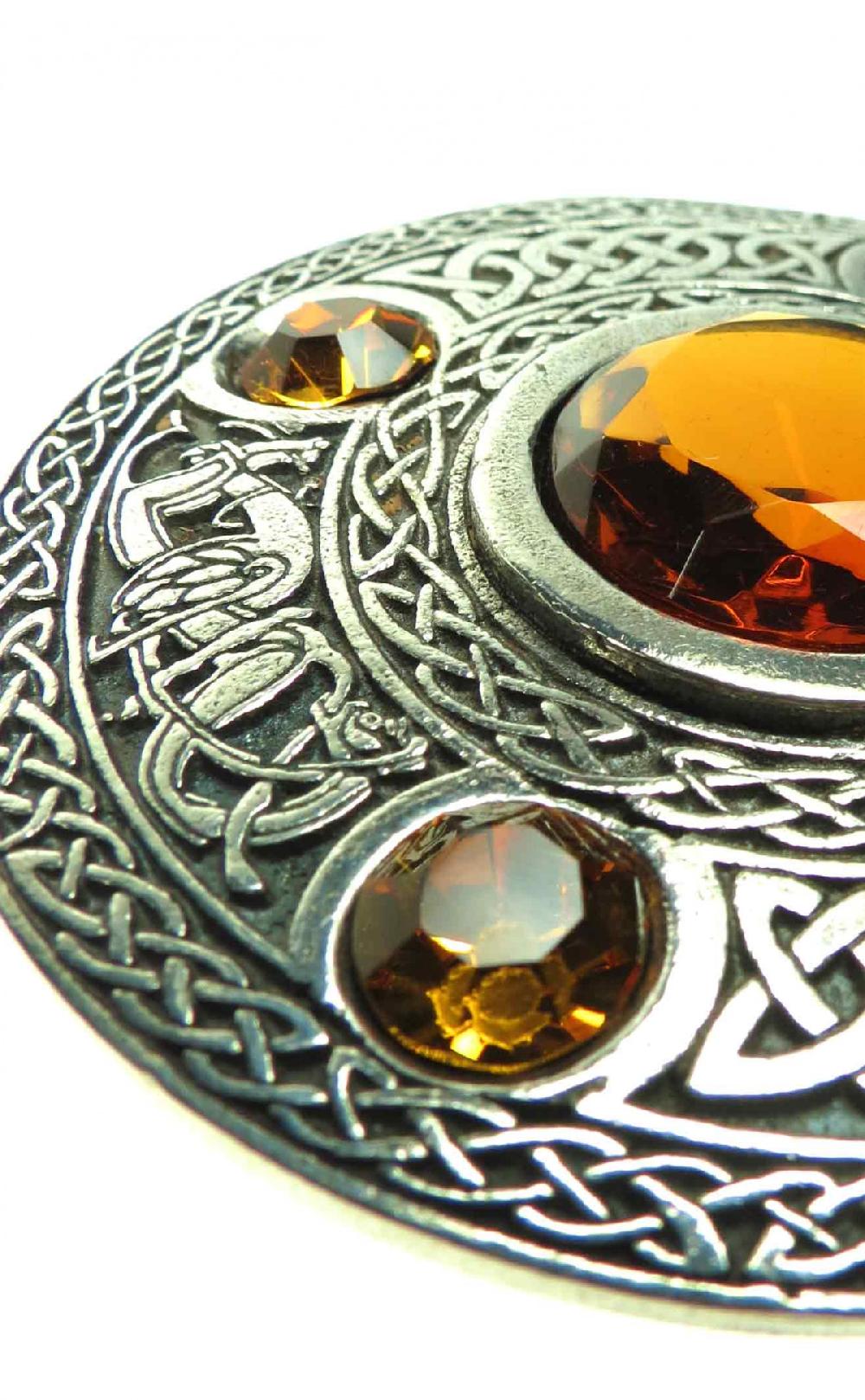 Clan 5 Stone Plaid Brooch