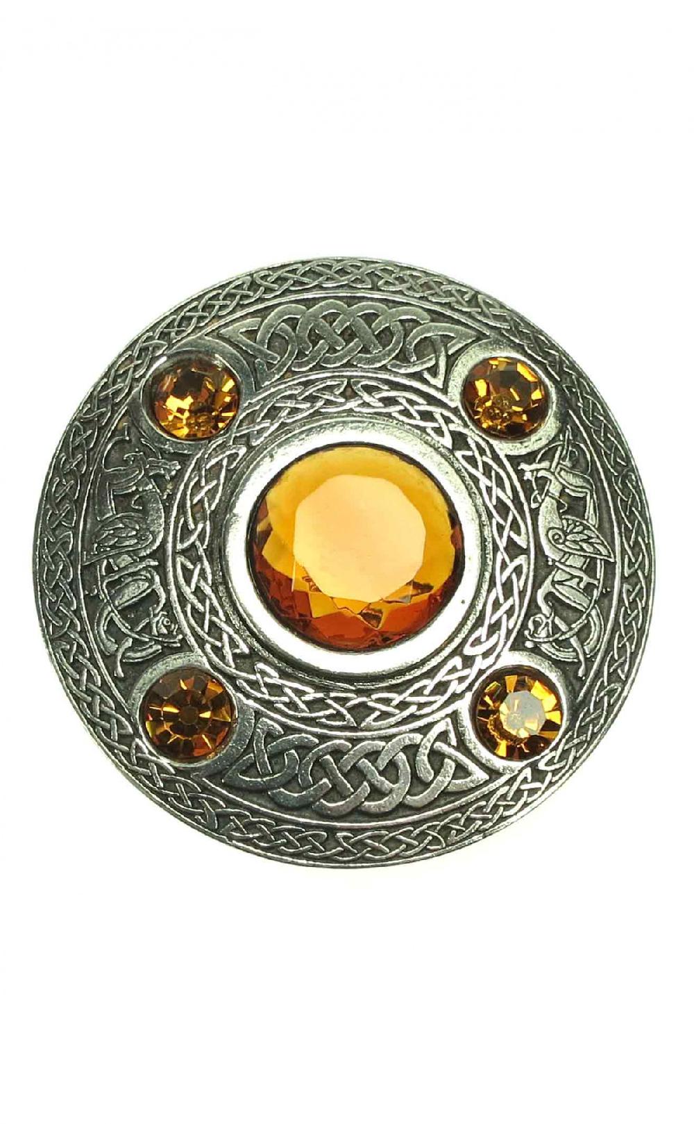 clan 5 Stone Plaid Brooch