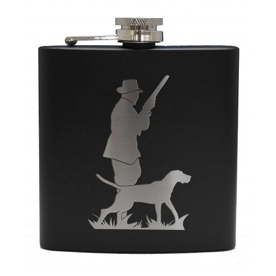 clan 6oz Matt Black Hip Flask Hunter