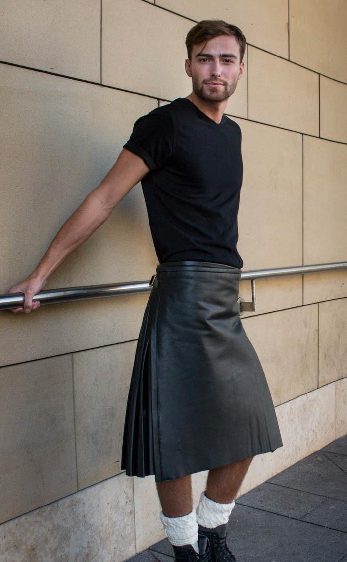 Clan Black Leather Casual Kilt
