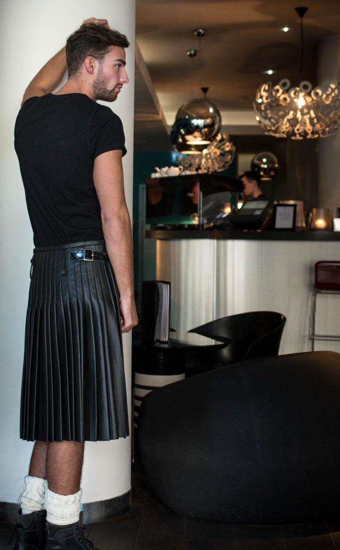 Clan Black Leather Casual Kilt