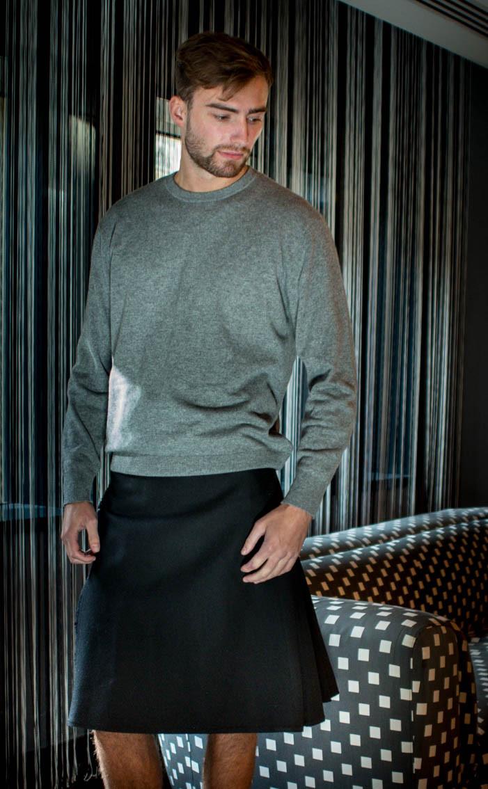 Clan Black Wool Casual Kilt