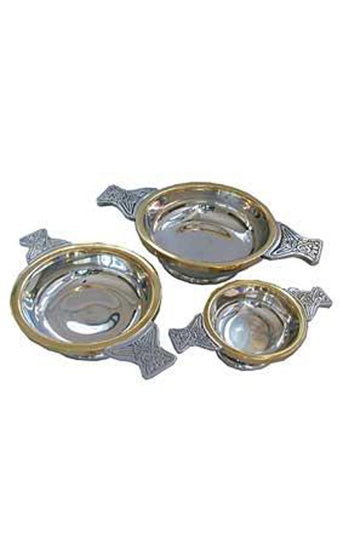 clan Brass Rim Pewter Quaich
