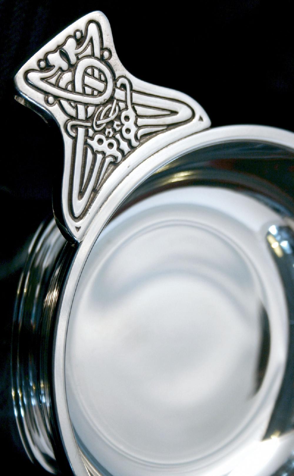 Clan Celtic Banded Pewter Quaich