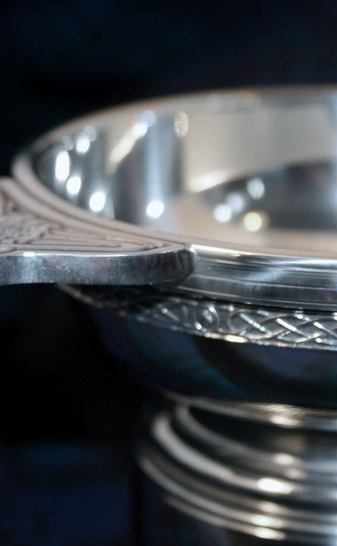 Clan Celtic Banded Pewter Quaich