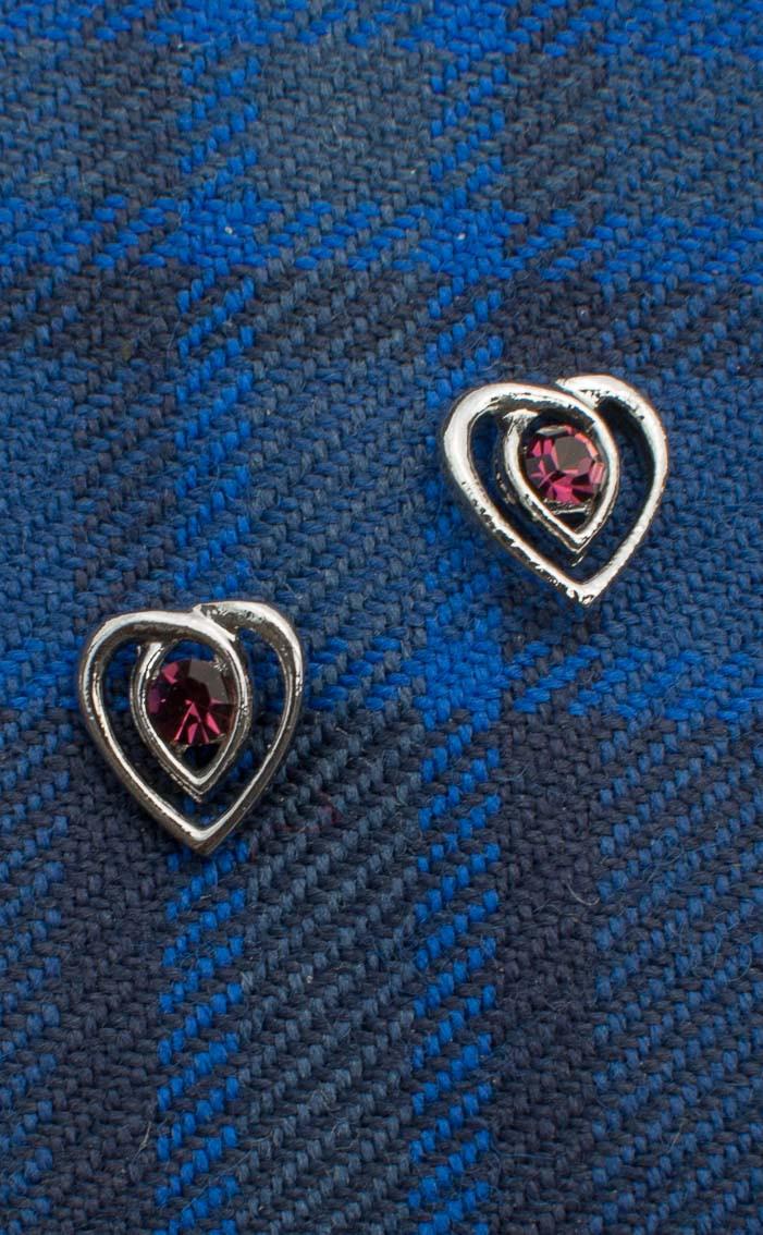 clan Celtic Heart Jewelled Stud Earrings